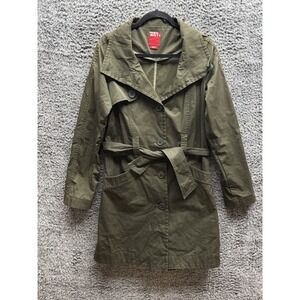 Vintage Miss Sixty Y2K Military Style Long Coat in Olive Green Size Small